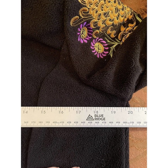BOB MACKIE WEARABLE ART FLEECE JACKET~Small BLACK W/EMBROIDERED DESIGN~FULL ZIP - Picture 5 of 10